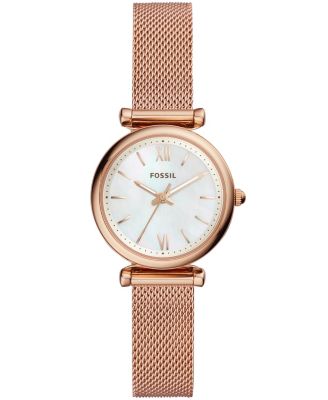 Fossil - Women's Mini Carlie Stainless Steel Mesh Bracelet Watch 28mm