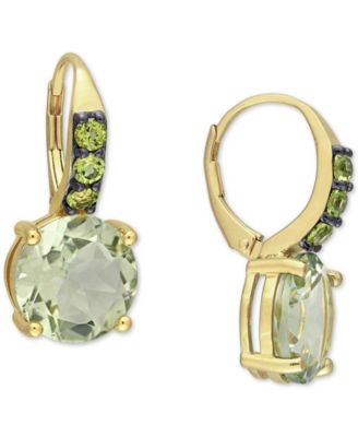 Macy's - Green Quartz (11-5/8 ct. t.w.) & Peridot (3/4 ct. t.w.) Leverback Drop Earrings in 18k Gold-Plated Sterling Silver