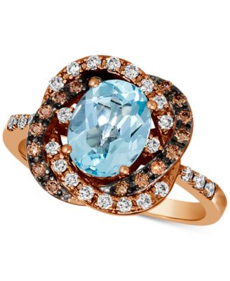 Le Vian - Blue Topaz (1-7/8 ct. t.w.) & Diamond (x ct. t.w.) Halo Ring in 14k Rose Gold