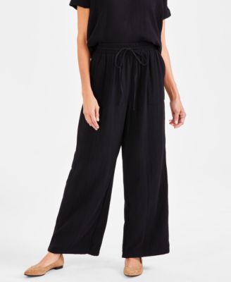 Style & Co - Women's Cotton Gauze Wide-Leg Pants