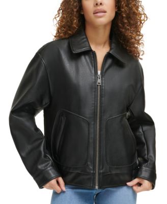 Levi's - Women's Retro Faux-Leather Bomber Jacket