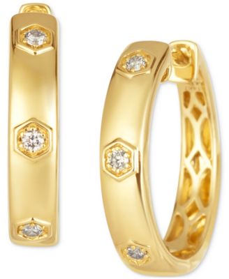 Le Vian - Nude Diamond Small Hoop Earrings (1/6 ct. t.w.) in 14k Gold, 0.82" (Also Available in Rose Gold or White Gold)