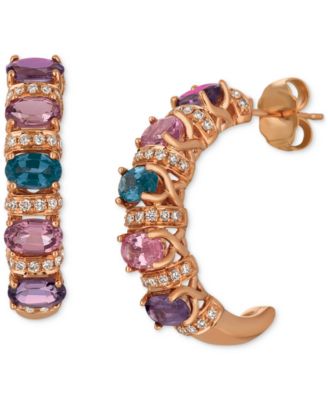 Le Vian - Mix Berry Spinel (2-5/8 ct. t.w.) & Vanilla Diamond (1/3 ct. t.w.) C-Hoop Earrings in 14k Rose Gold
