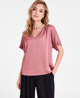 Bar III - Women's Satin V-Neck Blouse