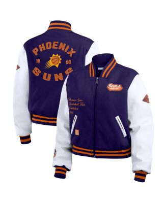 WEAR by Erin Andrews - Women's Purple/White Phoenix Suns Cropped Varsity Full-Zip Jacket