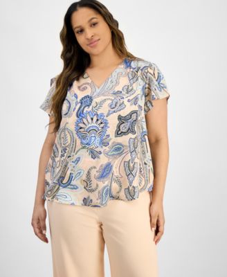 Tahari ASL - Plus Size Paisley-Print Blouse