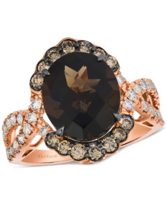 Le Vian - Chocolate Quartz (4-3/8 ct. t.w.), Nude Diamond (1/2 ct. t.w.) & Chocolate Diamond (3/8 ct. t.w.) Ring in 14k Rose Gold