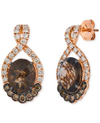 Le Vian - Chocolate Quartz (4-1/2 ct. t.w.), Nude Diamond (5/8 ct. t.w.) & Chocolate Diamond (1/3 ct. t.w.) Earrings in 14k Rose Gold