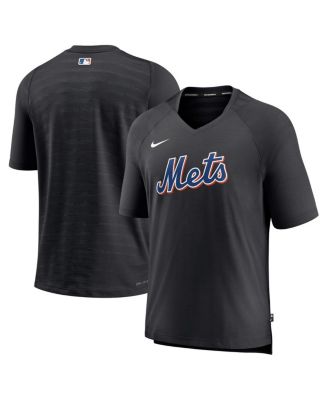 Nike - Men's Black New York Mets Authentic Collection Pregame Raglan Performance V-Neck T-Shirt