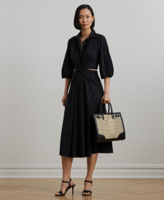 Lauren Ralph Lauren - Women's Cotton-Blend Bubble-Sleeve Shirtdress