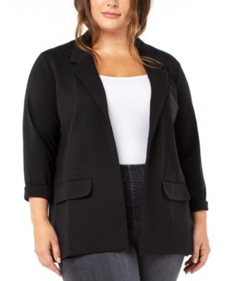 Liverpool Los Angeles - Plus Size Cuffed Open-Front Blazer