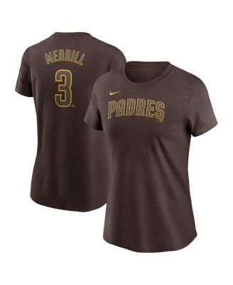 Nike - Women's Jackson Merrill Brown San Diego Padres Fuse Name Number T-Shirt