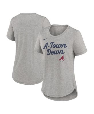 Nike - Women's Heather Gray Atlanta Braves Script Tri-Blend T-Shirt