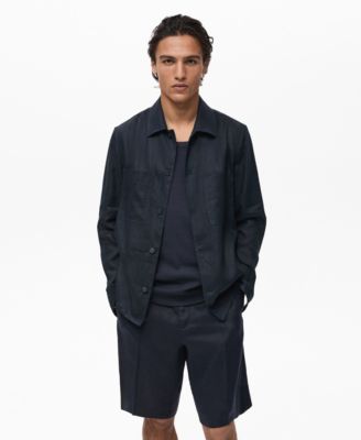 MANGO - Men's Linen Pockets Overshirt