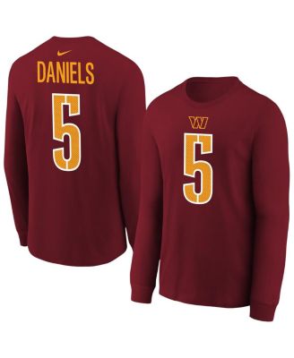 Nike - Big Boys and Girls Jayden Daniels Burgundy Washington Commanders Player Name Number Long Sleeve T-Shirt