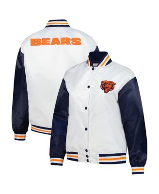 Mitchell & Ness - Women's White Chicago Bears Plus Size Full-Snap Satin Jacket