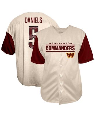 Fanatics - Men's Jayden Daniels Cream Washington Commanders Big Tall Baseball Button-Up Shirt