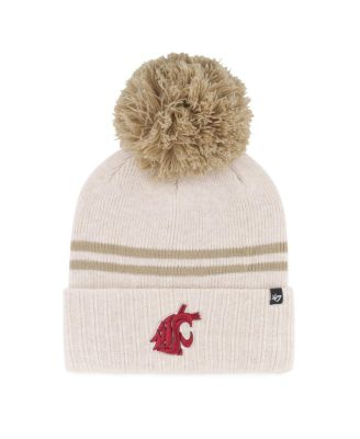 '47 Brand - 47 Brand Women's Natural Washington State Cougars Core Inline Latte Cuffed Knit with Pom Hat