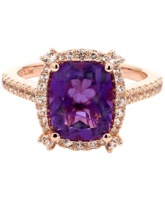 Macy's - Opal (1 ct. t.w.) & White Topaz (1/20 ct. t.w.) Ring Set in Gold-Plated Sterling Silver