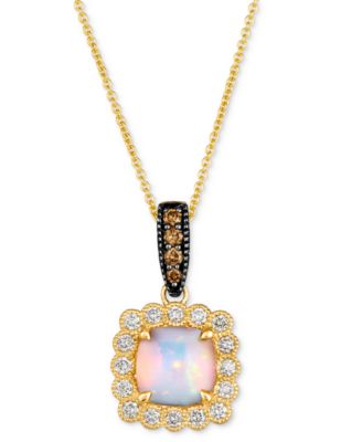 Le Vian - Neopolitan Opal (1-1/4 ct. t.w.) & Diamond (3/8 ct. t.w.) Halo Pendant Necklace in 14k Gold, 18" + 2" extender