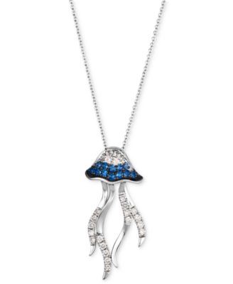 Le Vian - Multi-Gemstone (3/8 ct. t.w.) & Nude Diamond (1/4 ct. t.w.) Jellyfish Pendant Necklace in 14k White Gold, 18" + 2" extender