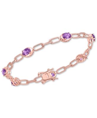 Macy's - Amethyst Rope Link Bracelet (3-1/2 ct. t.w.) in Rose Gold-Plated Sterling Silver (Also in Garnet, Peridot, & Sky Blue Topaz)