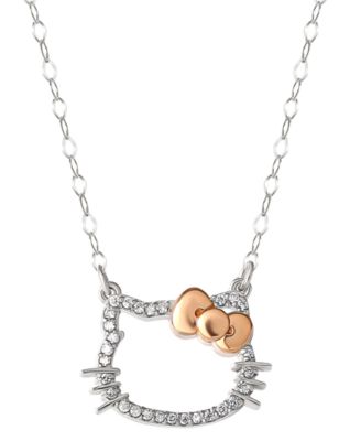 Macy's - Hello Kitty Diamond Silhouette Pendant Necklace (1/20 ct. t.w.) in 10k White & Rose Gold, 16" + 2" extender