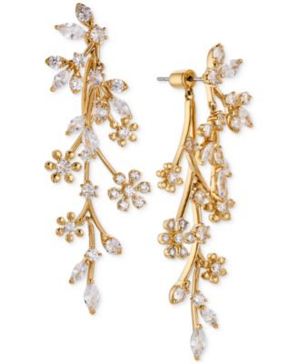 Eliot Danori - Cubic Zirconia Flower Front-to-Back Earrings