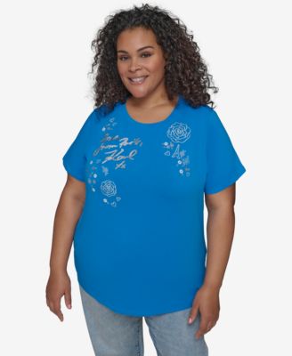 KARL LAGERFELD PARIS - Plus Size Embellished Rose T-Shirt