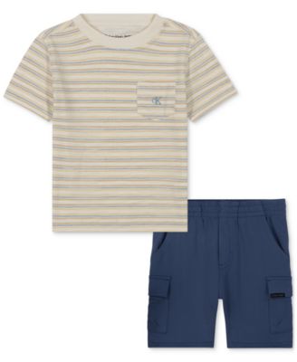 Calvin Klein - Baby Striped T-Shirt & Cargo Shorts, 2 Piece Set