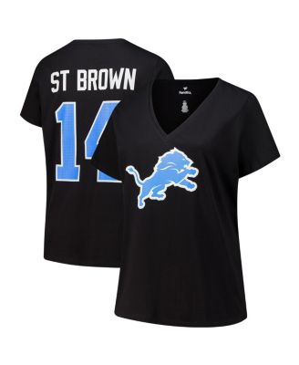 Fanatics - Women's  Amon-Ra St. Brown Black Detroit Lions Plus Size Player Name Number V-Neck T-Shirt