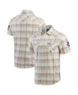 Fanatics - Men's Gray Minnesota Twins Plaid Full-Snap Shirt