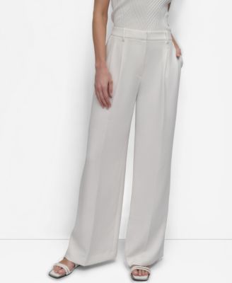 DKNY - Women's High-Rise Pleat-Front Wide-Leg Pants