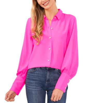 CeCe - Women's Puff-Sleeve Button-Up Shirt