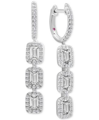 Macy's - Diamond Link Drop Hoop Earrings (3/4 ct. t.w.) in 14k White Gold