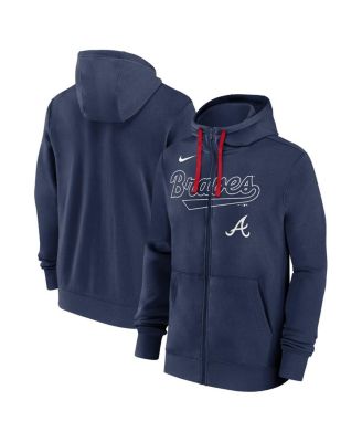 Nike - Men's Navy Atlanta Braves Knockout Script Full-Zip Hoodie