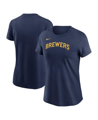 Nike - Women's Navy Milwaukee Brewers Fuse Wordmark T-Shirt