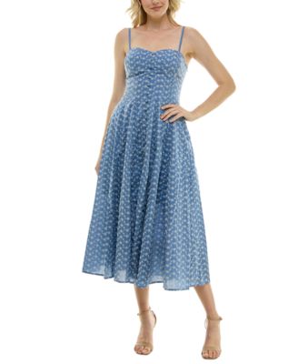 Taylor - Petite Sweetheart-Neck Embroidered Midi Dress