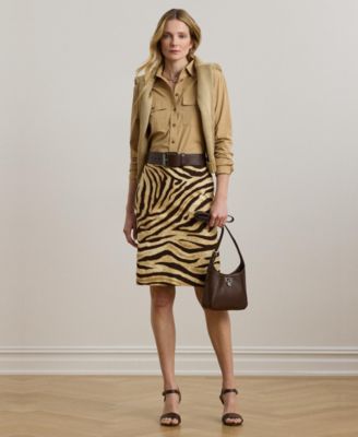 Lauren Ralph Lauren - Women's Zebra-Print Linen-Cotton Pencil Skirt