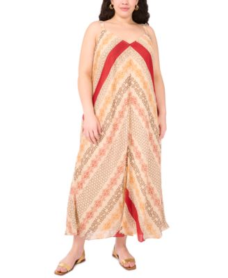 Vince Camuto - Plus Size Printed Front-Seamed V-Neck Maxi Dress