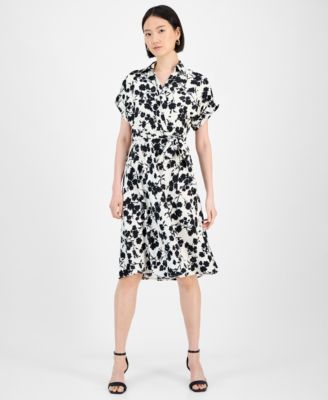 Robbie Bee - Women's Printed Faux-Wrap Midi Dress