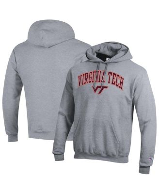 Champion - Men's Heather Gray Virginia Tech Hokies Arched Logo Fleece Pullover Hoodie