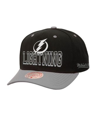Mitchell & Ness - Men's Black/Gray Tampa Bay Lightning Backside Script Two-Tone Pro Crown Adjustable Hat