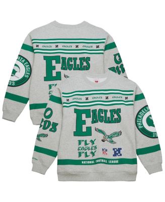 Mitchell & Ness - Men's Heather Gray Philadelphia Eagles All Over Print Fleece Crewneck Sweatshirt