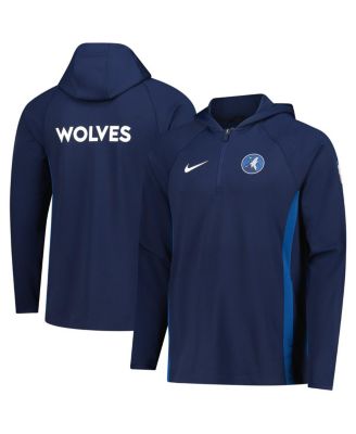 Nike - Men's Navy Minnesota Timberwolves Authentic On Court Zone Quarter-Zip Dri-FIT Hoodie Jacket