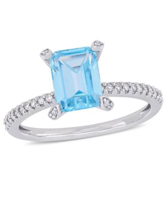 Macy's - Blue Topaz (2 ct.t.w.) and Diamond (1/10 ct.t.w.) Ring in 10k White Gold