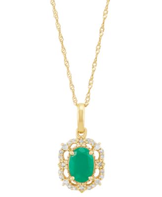 Macy's - Sapphire (1 ct. t.w.) & Diamond (1/10 ct. t.w.) Pendant 18" Necklace in 14k Yellow Gold (Also Available in Ruby & Emerald)