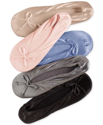 Isotoner Signature - Women's Satin Ballerina Slippers with Satin Bow