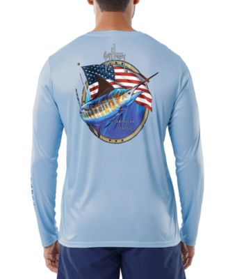 Guy Harvey - Men's American Classic Logo Graphic Long-Sleeve Sun Protection T-Shirt