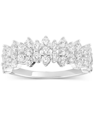 Giani Bernini - Cubic Zirconia Horizontal Cluster Ring in Sterling Silver